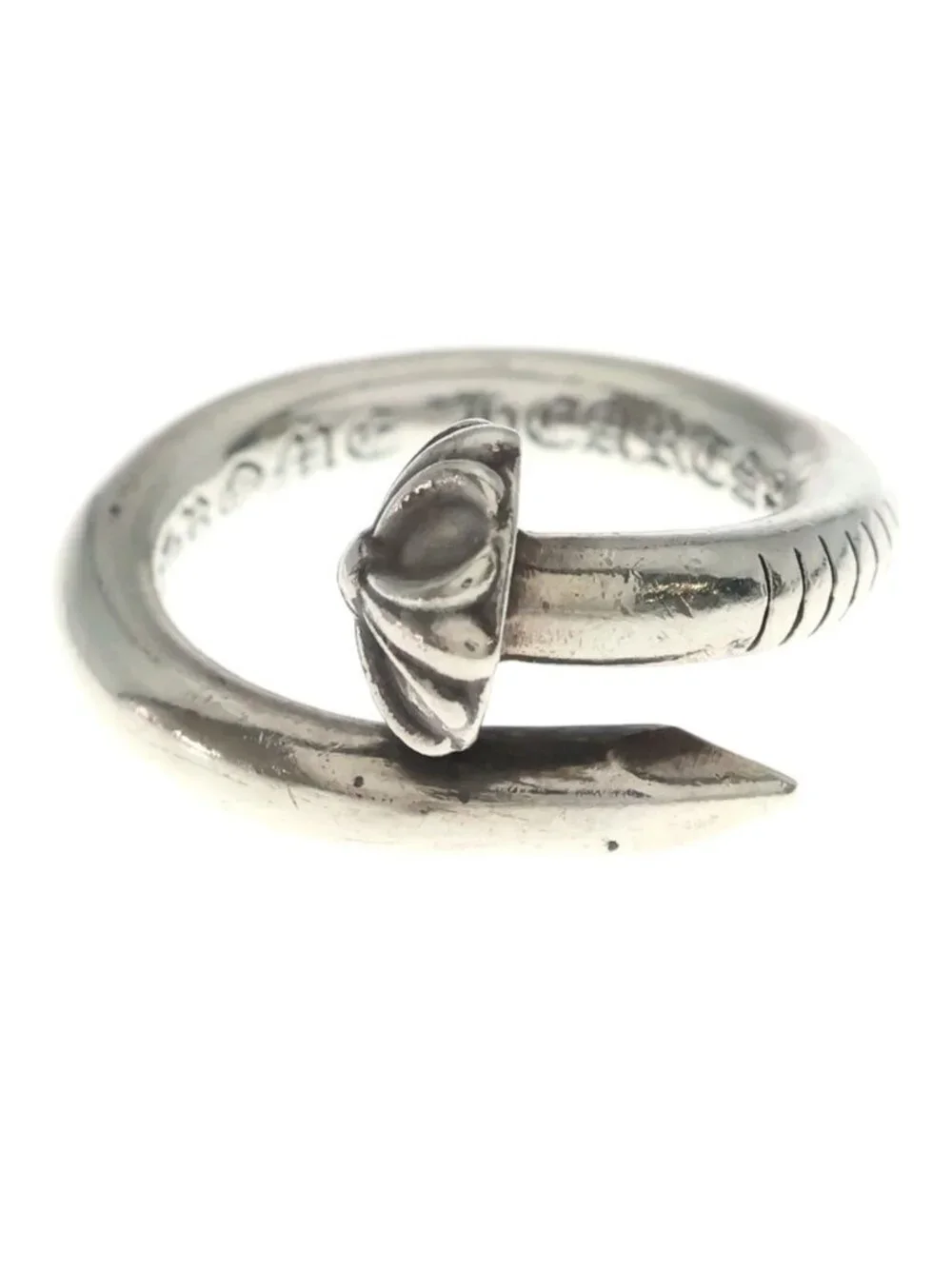 Chrome Hearts Nail Crsball Cross Ball Ring Silver